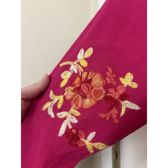 Anthropologie Fig & Flower Pink Floral Embroidered Tiered Maxi Dress Size Large - Picture 11 of 13